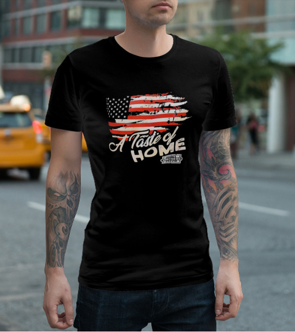 USA Flag A Taste Of Home Johnny Carino's Pizza T-Shirt