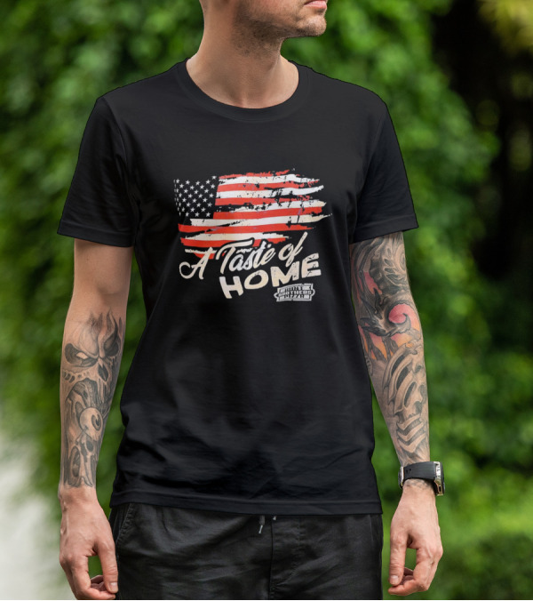 USA Flag A Taste Of Home Johnny Carino's Pizza T-Shirt
