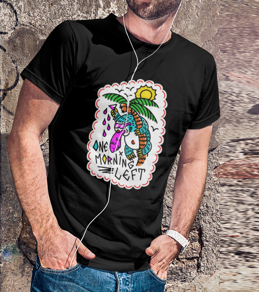 One Morning Left Palm Sloth Tropical Sunset Vibes T-Shirt