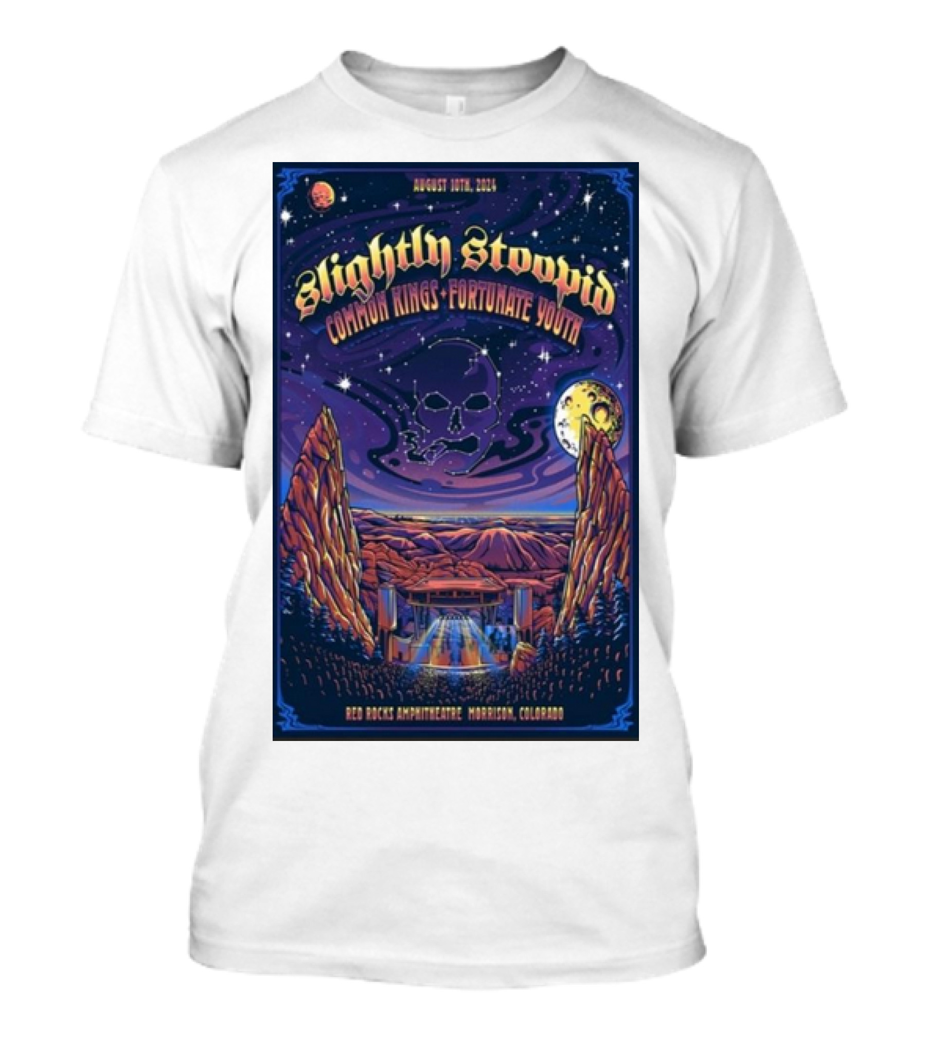 Slightly Stoopid Common Kings Fortunate Youth August 10 2024 Red Rocks Amphitheatre Morrison Colorado T-Shirt