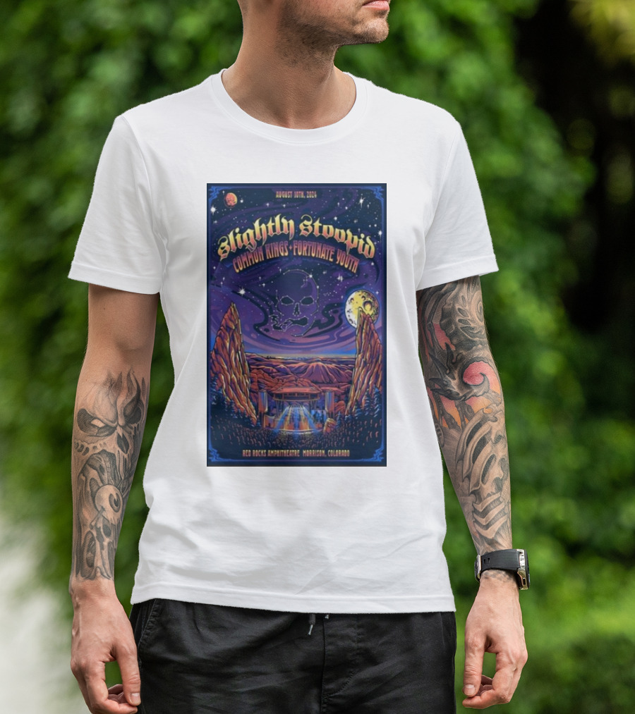 Slightly Stoopid Common Kings Fortunate Youth August 10 2024 Red Rocks Amphitheatre Morrison Colorado T-Shirt