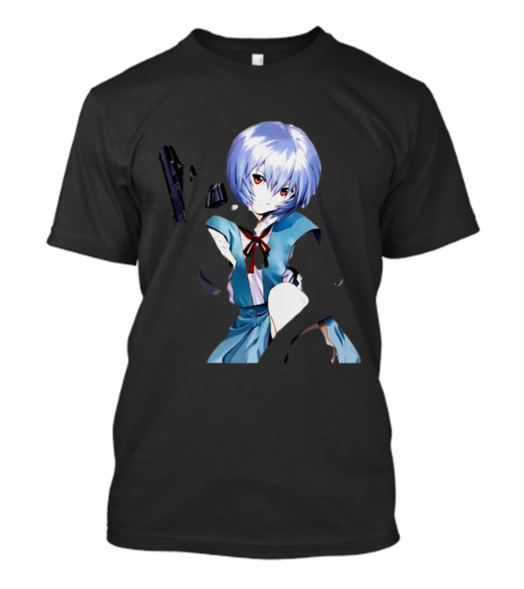 Zofrec Rei Ayanami With Gun Anime Character T-Shirt