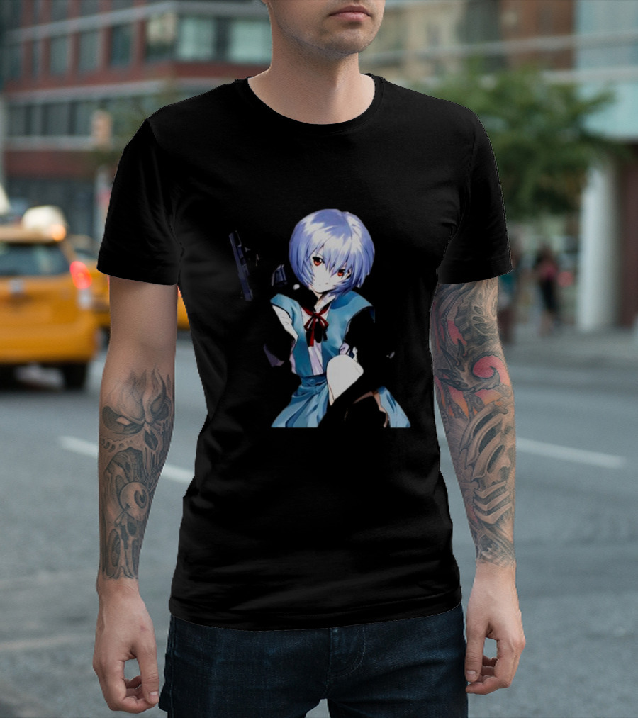 Zofrec Rei Ayanami With Gun Anime Character T-Shirt