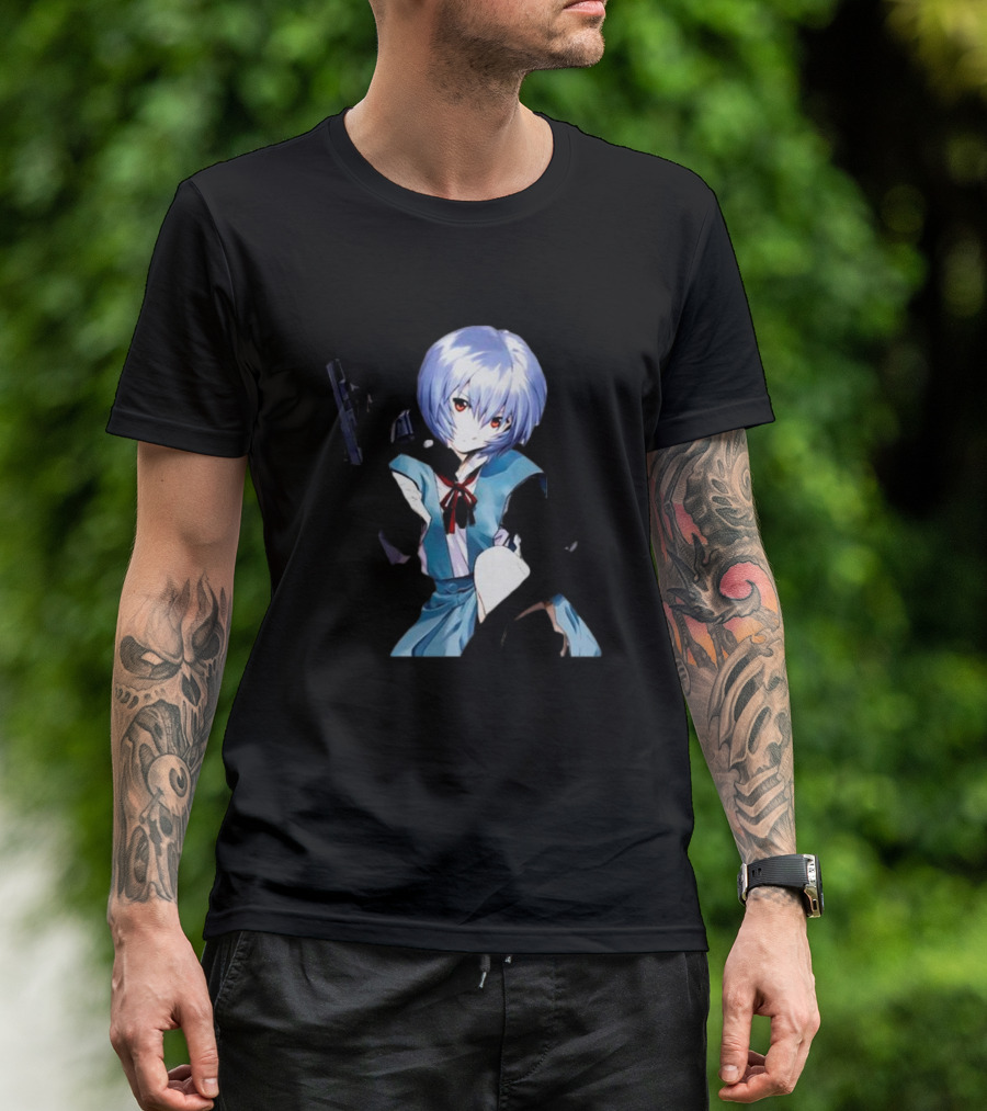 Zofrec Rei Ayanami With Gun Anime Character T-Shirt