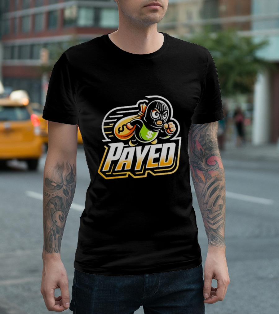 Payed Dollar Bag Cartoon Masked Runner T-Shirt