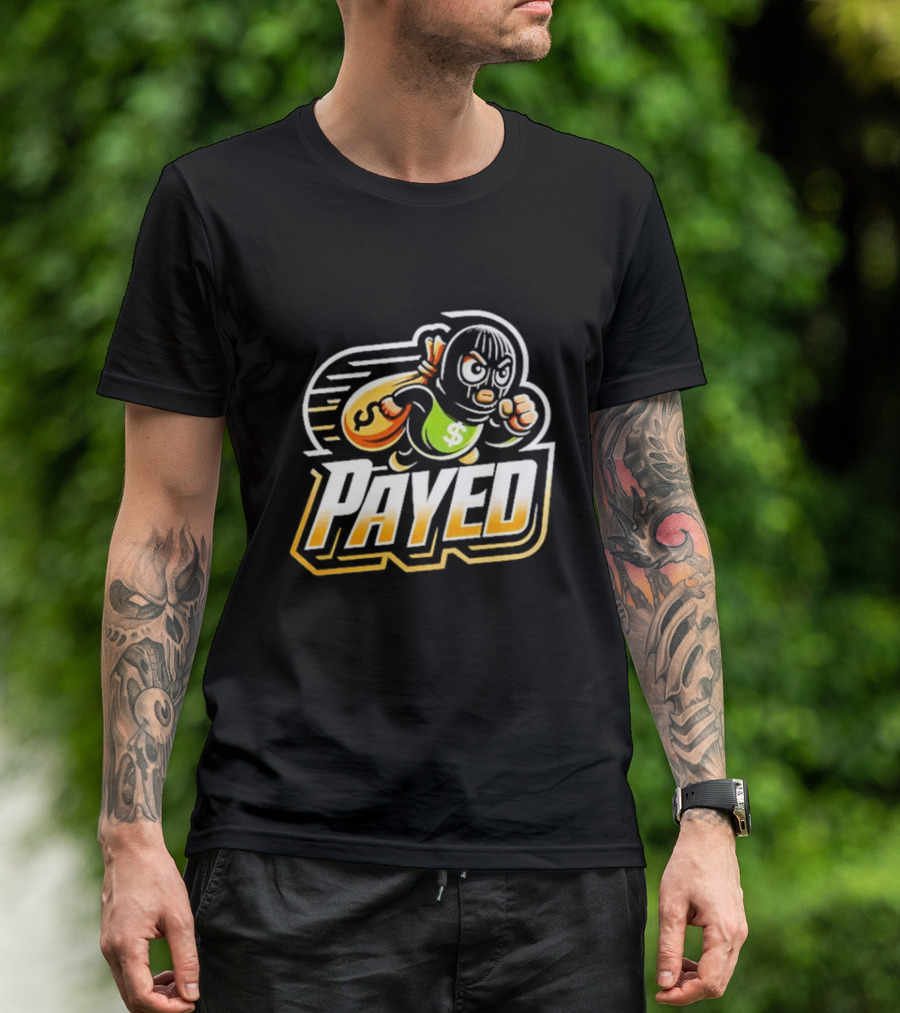 Payed Dollar Bag Cartoon Masked Runner T-Shirt