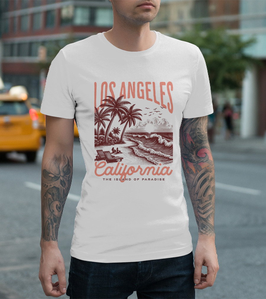 Los Angeles California The Island of Paradise Vintage Beach T-Shirt