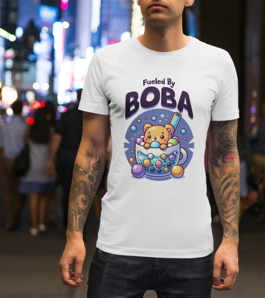 Fueled By Boba Cute Bubble Tea Bear T-Shirt