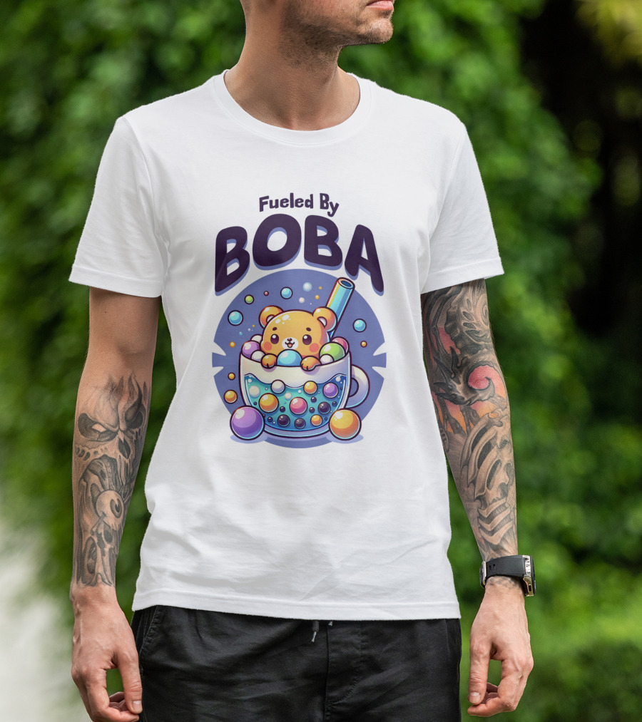 Fueled By Boba Cute Bubble Tea Bear T-Shirt