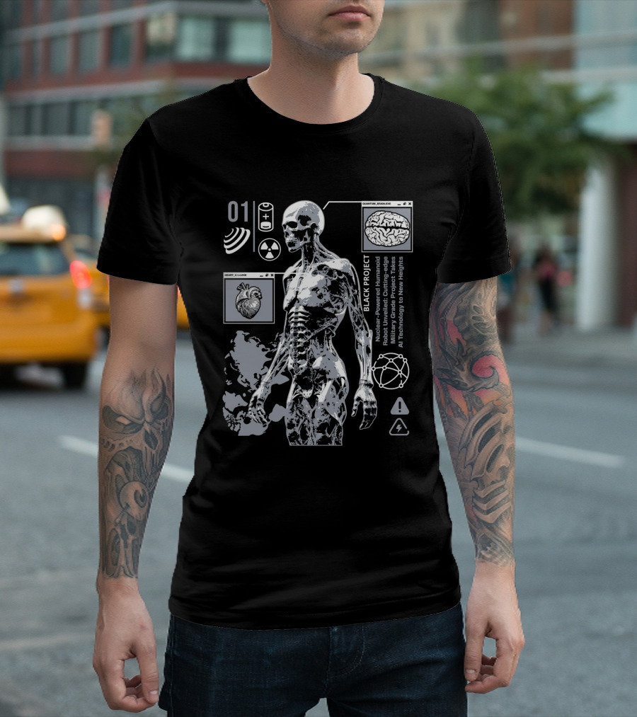 Black Project Nuclear Robust Humanoid Quantum Analysis T-Shirt