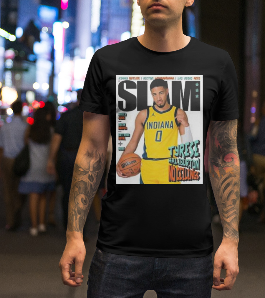 Slam Magazine Tyrese Haliburton Indiana No Ceilings Basketball Cover T-Shirt