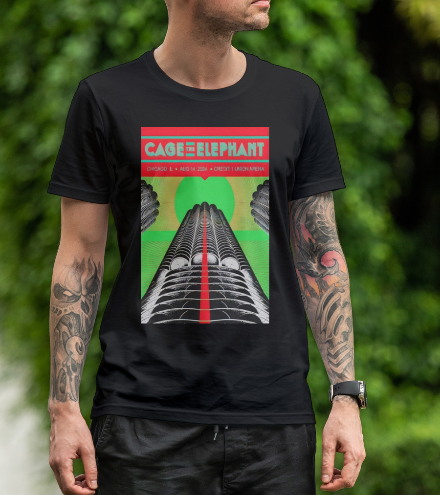 Cage The Elephant August 14 2024 Chicago IL Credit 1 Union Arena T-Shirt
