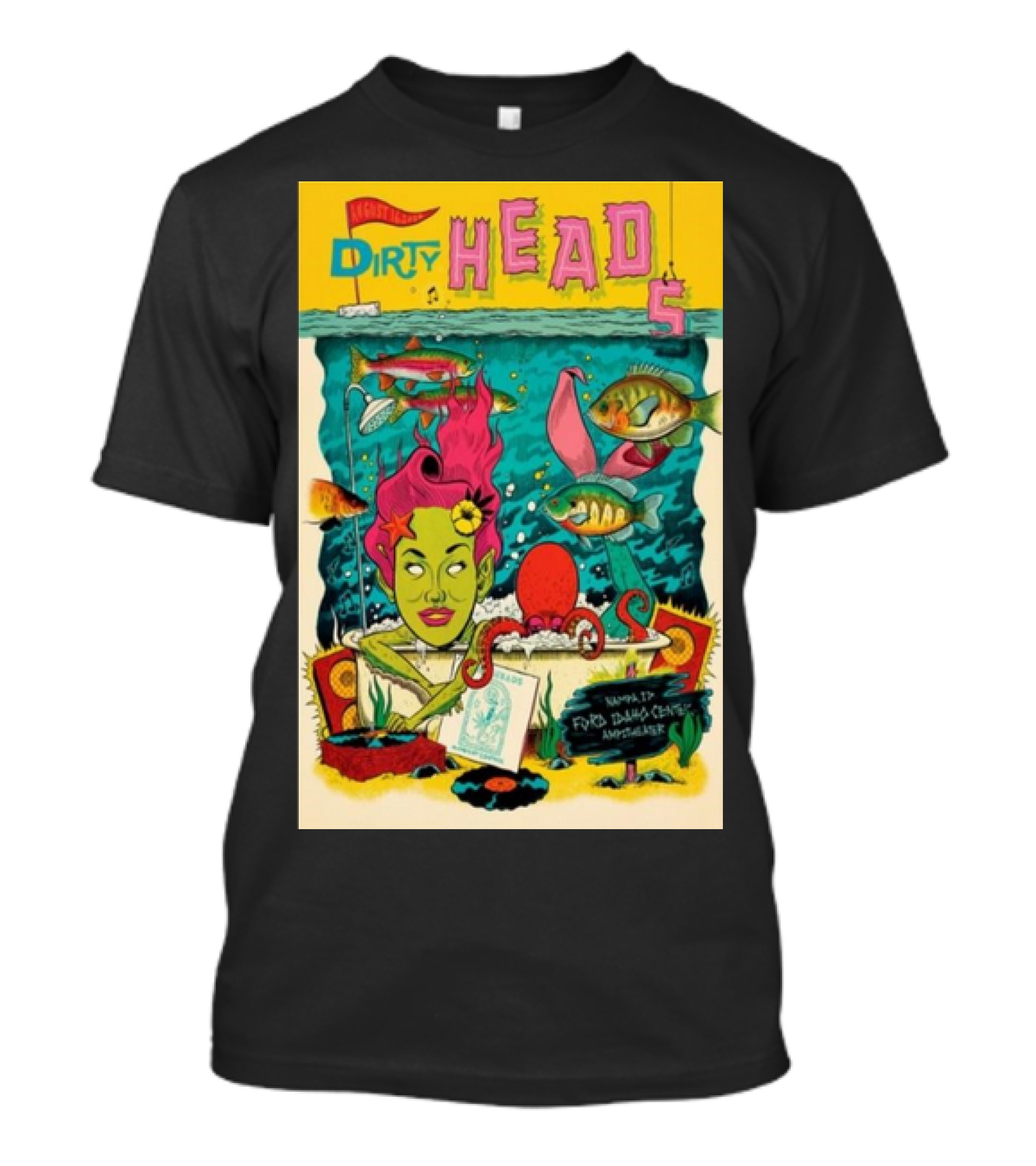 Dirty Heads Concert Poster August 16 2024 Ford Idaho Center Amphitheater Nampa ID Underwater Theme T-Shirt