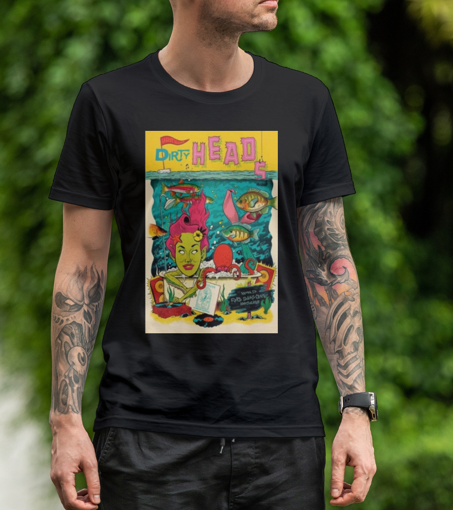 Dirty Heads Concert Poster August 16 2024 Ford Idaho Center Amphitheater Nampa ID Underwater Theme T-Shirt
