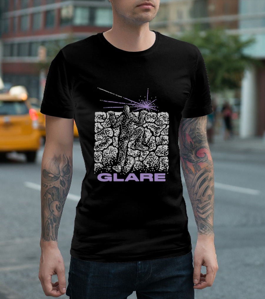 Glare Climber On Black Stone Wall With Purple Light Burst T-Shirt