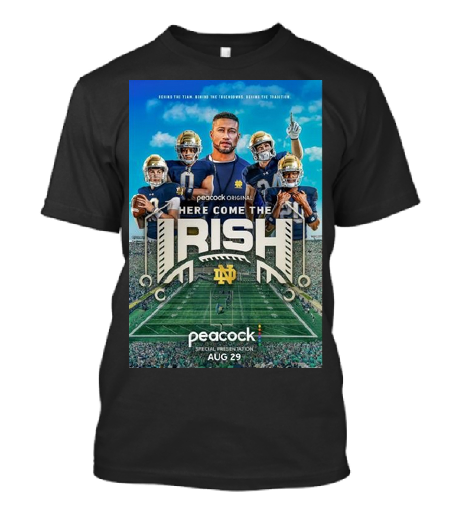 Notre Dame Fighting Irish Peacock Original Here Come The Irish Special Presentation Aug 29 T-Shirt