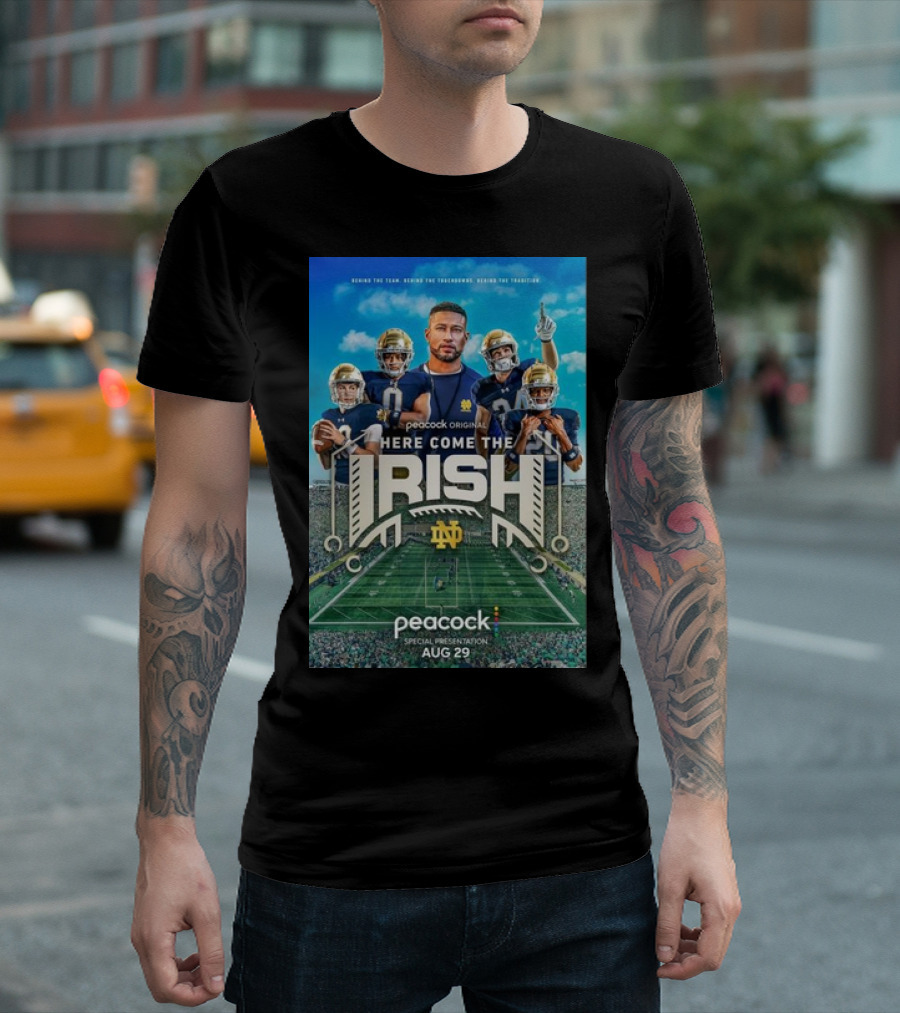 Notre Dame Fighting Irish Peacock Original Here Come The Irish Special Presentation Aug 29 T-Shirt