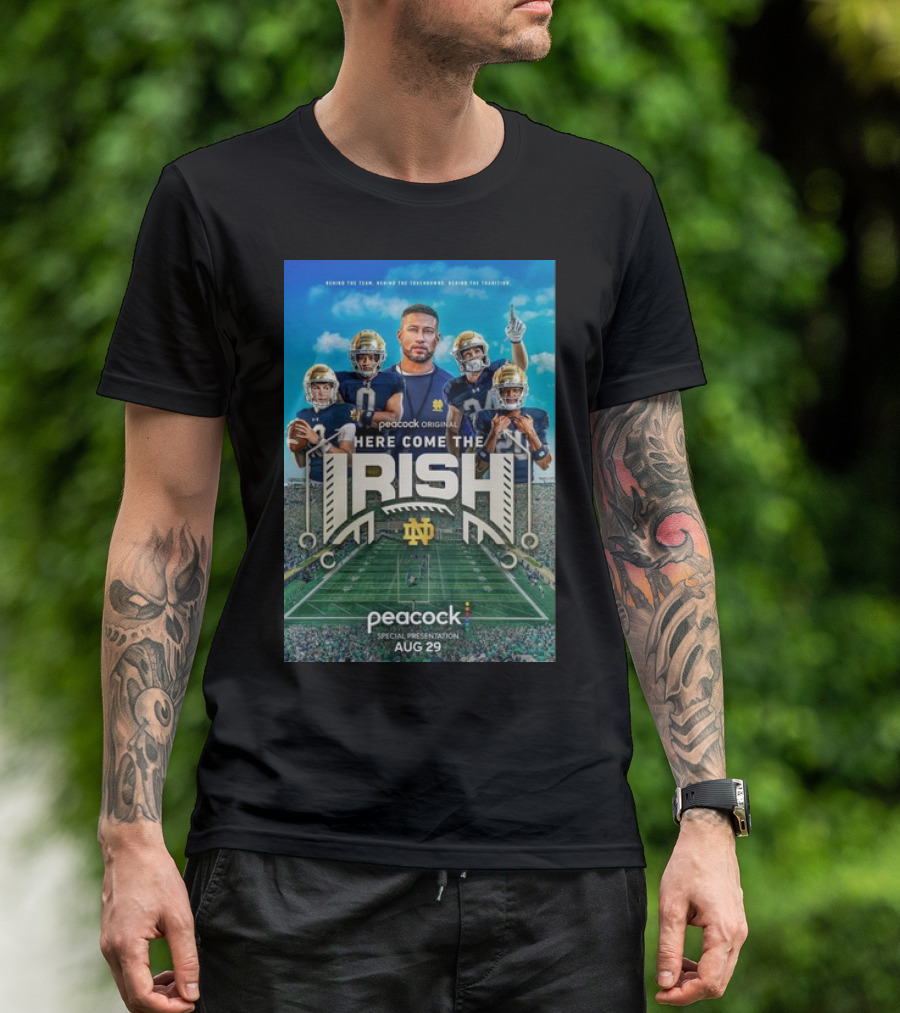 Notre Dame Fighting Irish Peacock Original Here Come The Irish Special Presentation Aug 29 T-Shirt
