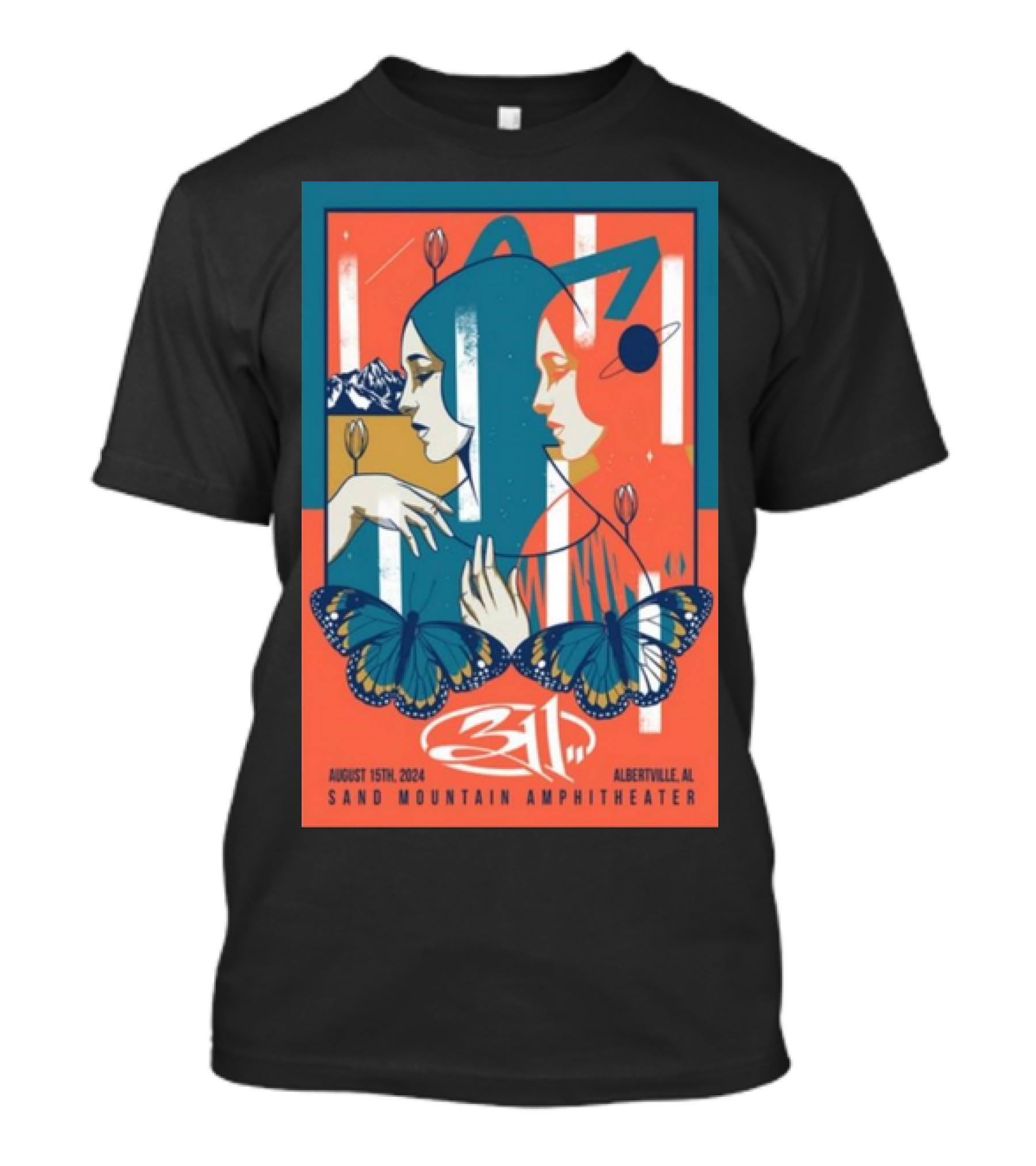 311 Albertville AL Sand Mountain Amphitheater Aug 15 2024 Butterfly T-Shirt