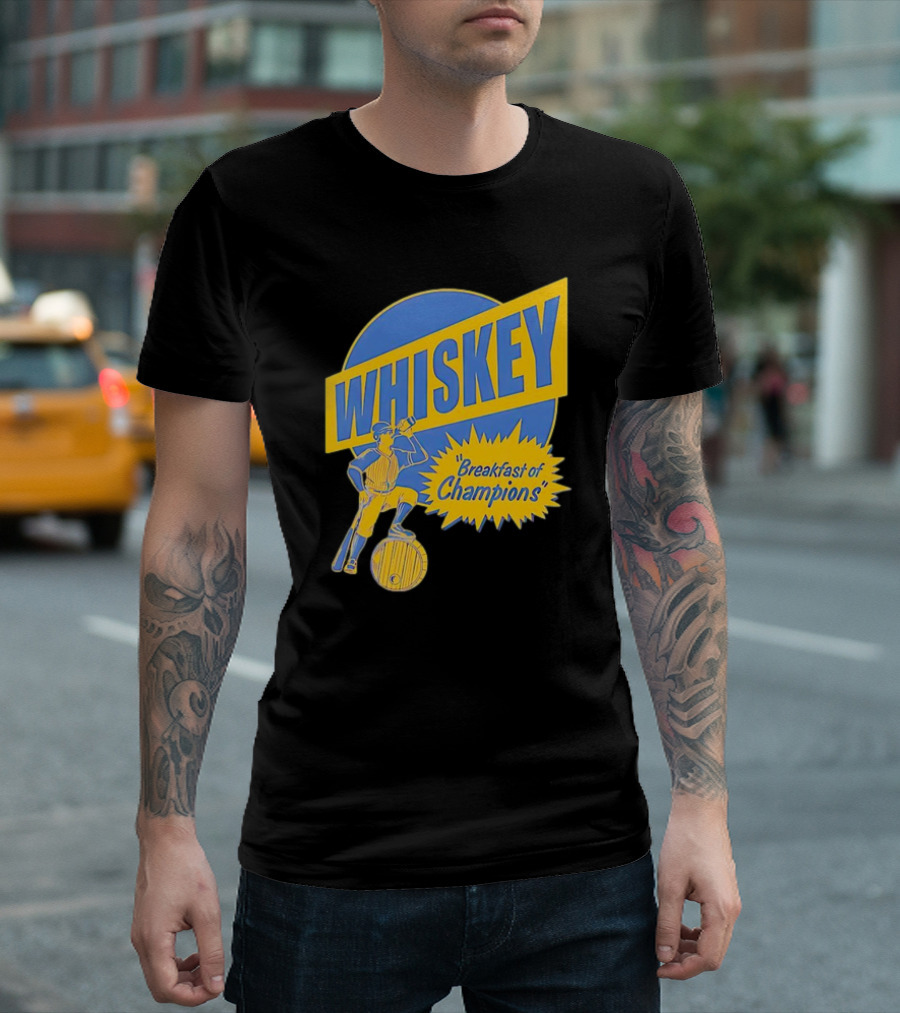WHISKEY Breakfast Of Champions Baseball Player Drinking T-Shirt