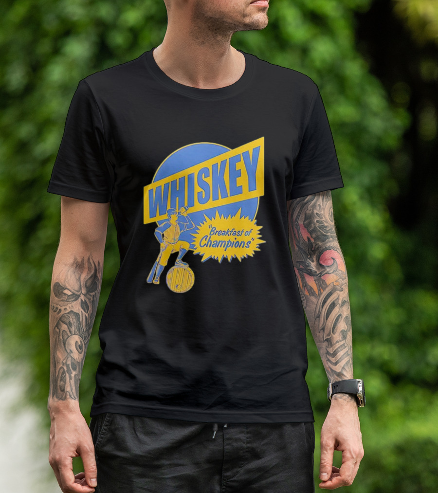 WHISKEY Breakfast Of Champions Baseball Player Drinking T-Shirt