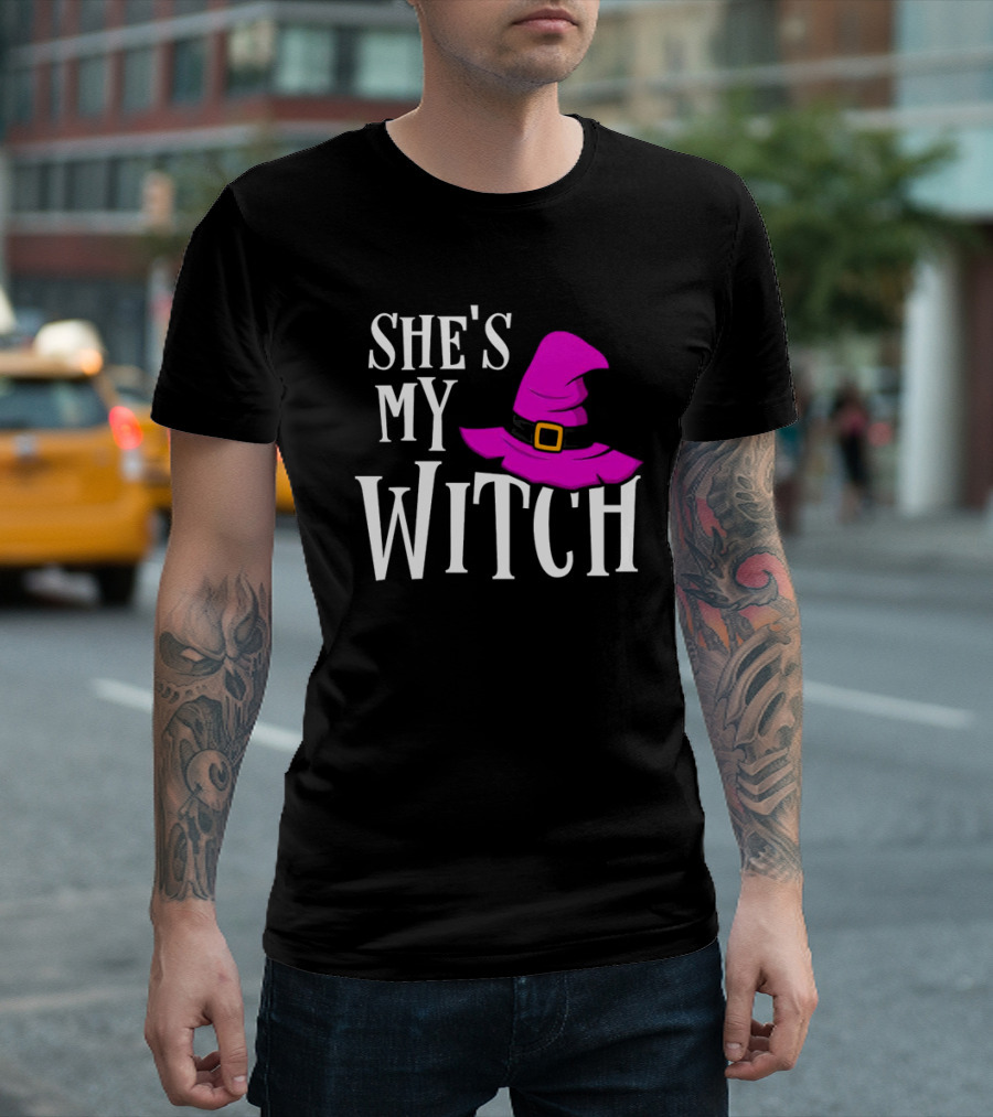 She's My Witch Halloween Pink Hat T-Shirt