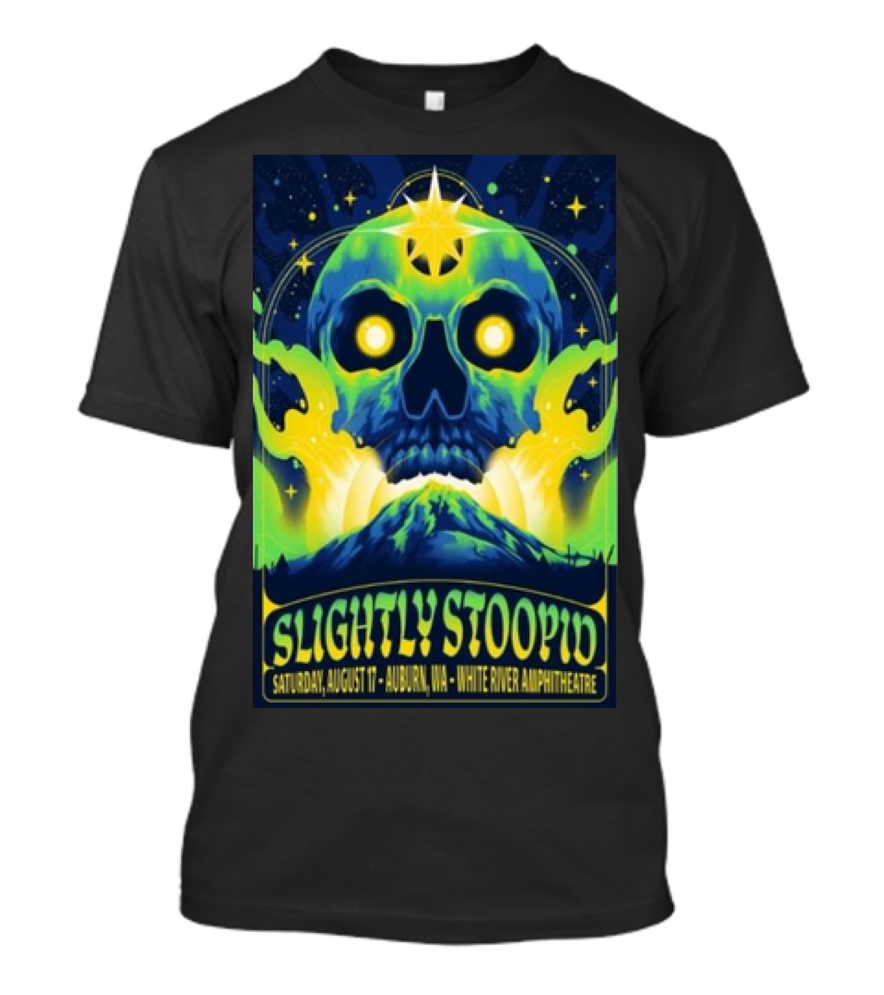 Slightly Stoopid Saturday August 17 Auburn WA White River Amphitheatre Skull T-Shirt