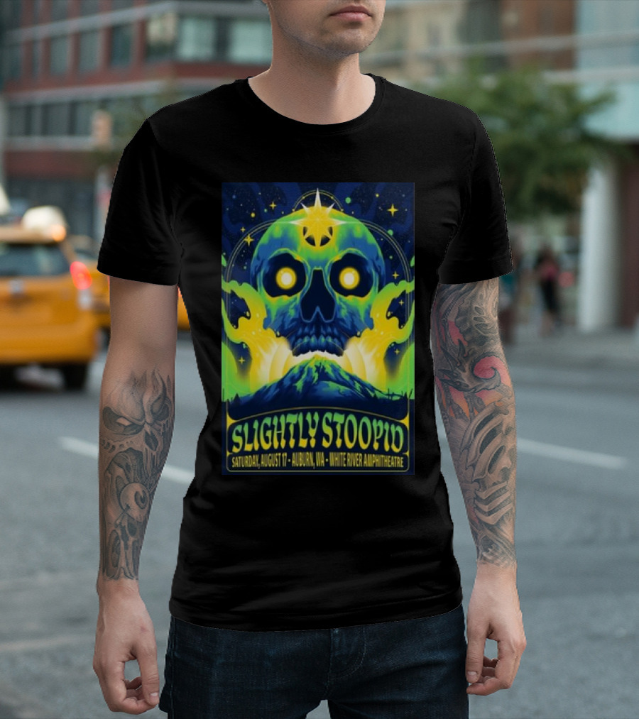 Slightly Stoopid Saturday August 17 Auburn WA White River Amphitheatre Skull T-Shirt