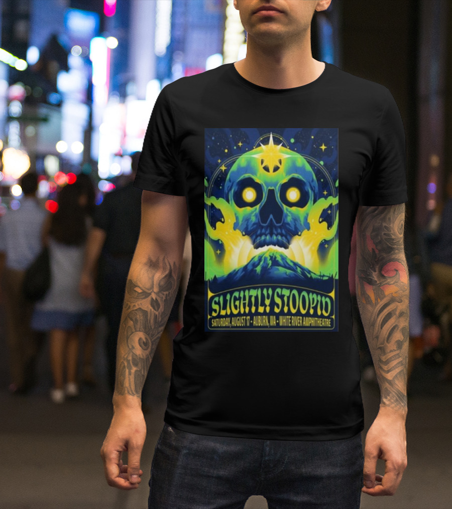 Slightly Stoopid Saturday August 17 Auburn WA White River Amphitheatre Skull T-Shirt