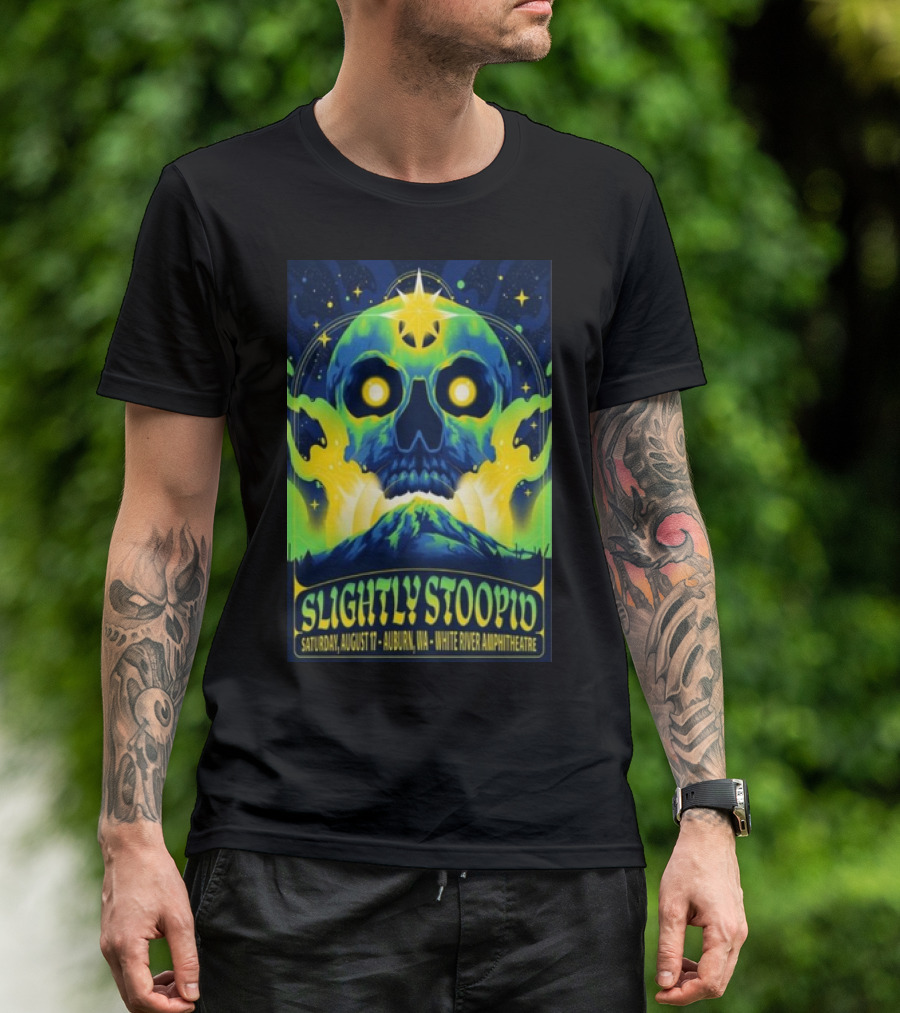 Slightly Stoopid Saturday August 17 Auburn WA White River Amphitheatre Skull T-Shirt