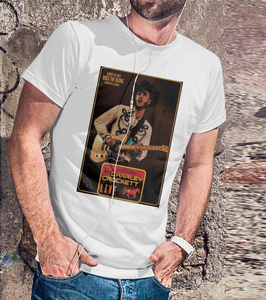 August 18 2024 Charley Crockett Live At Rock The Ruins Indianapolis IN Gulf And Westerns T-Shirt
