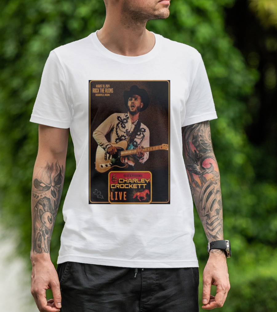 August 18 2024 Charley Crockett Live At Rock The Ruins Indianapolis IN Gulf And Westerns T-Shirt