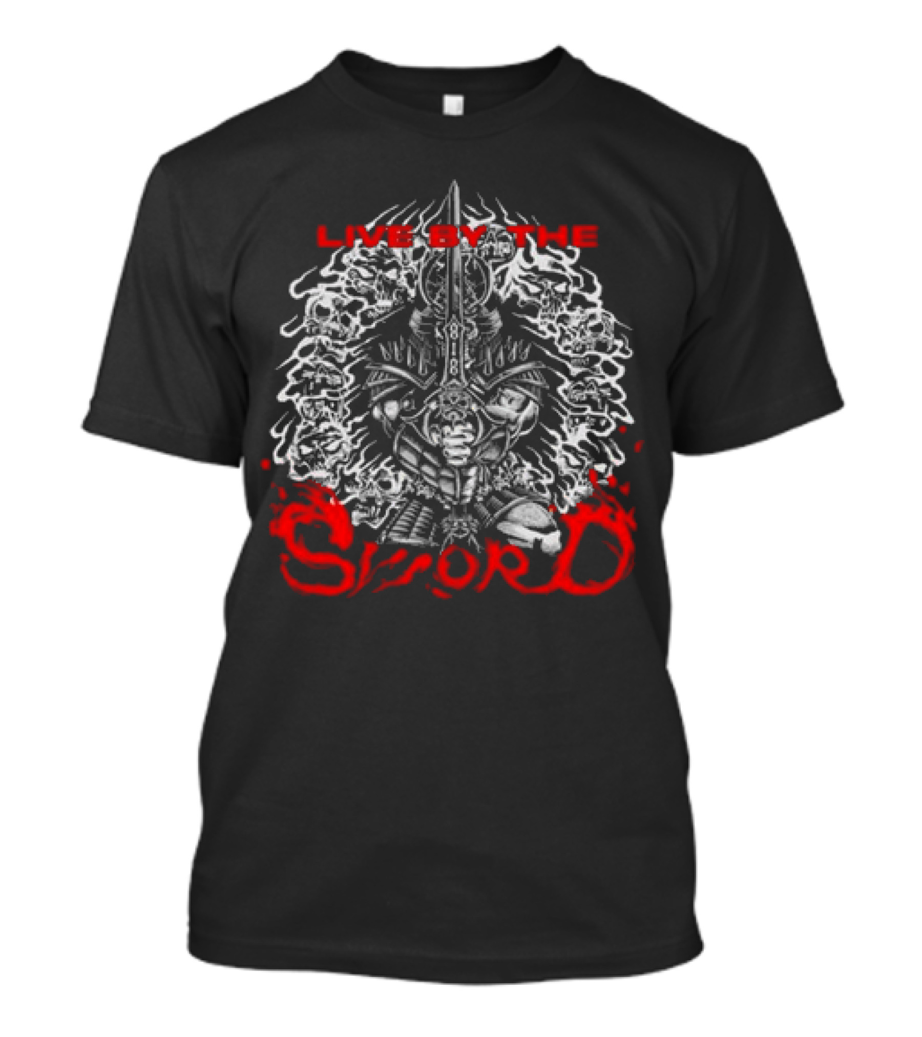 Closed Casket Activities God's Hate Live By The Sword Warrior Skull Helmet T-Shirt