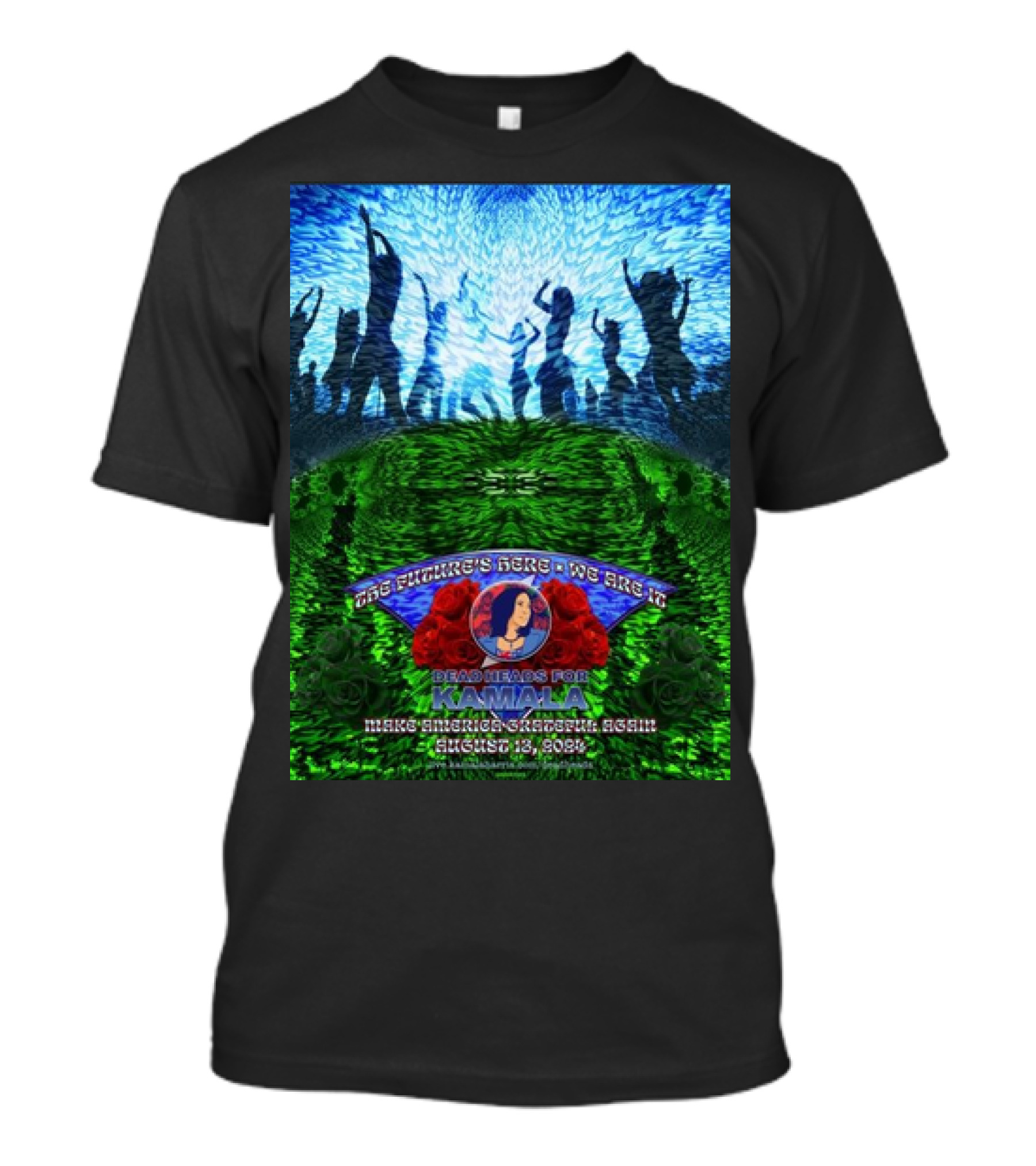 Deadheads For Kamala Make America Grateful Again 2024 August 13 With Roses And Dancing T-Shirt