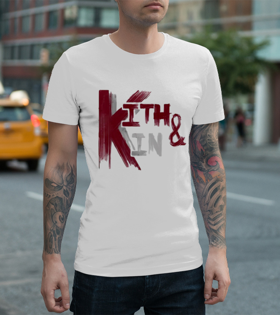 Kith and Kin Bold Red and Gray Text T-Shirt