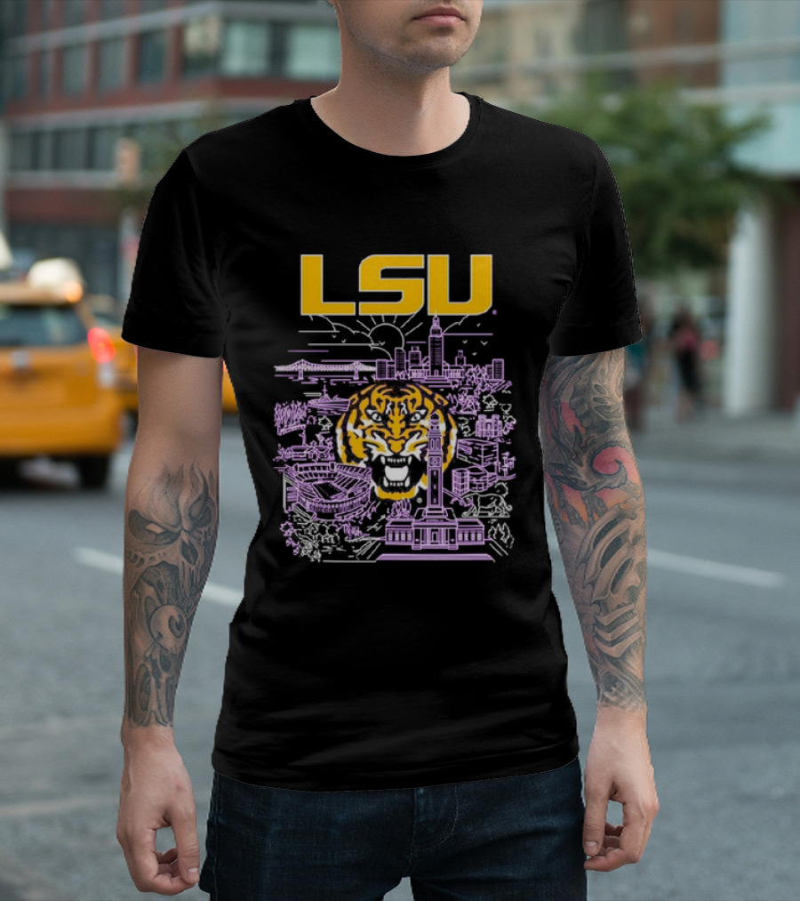 LSU Tigers City Skyline Baton Rouge Tiger T-Shirt