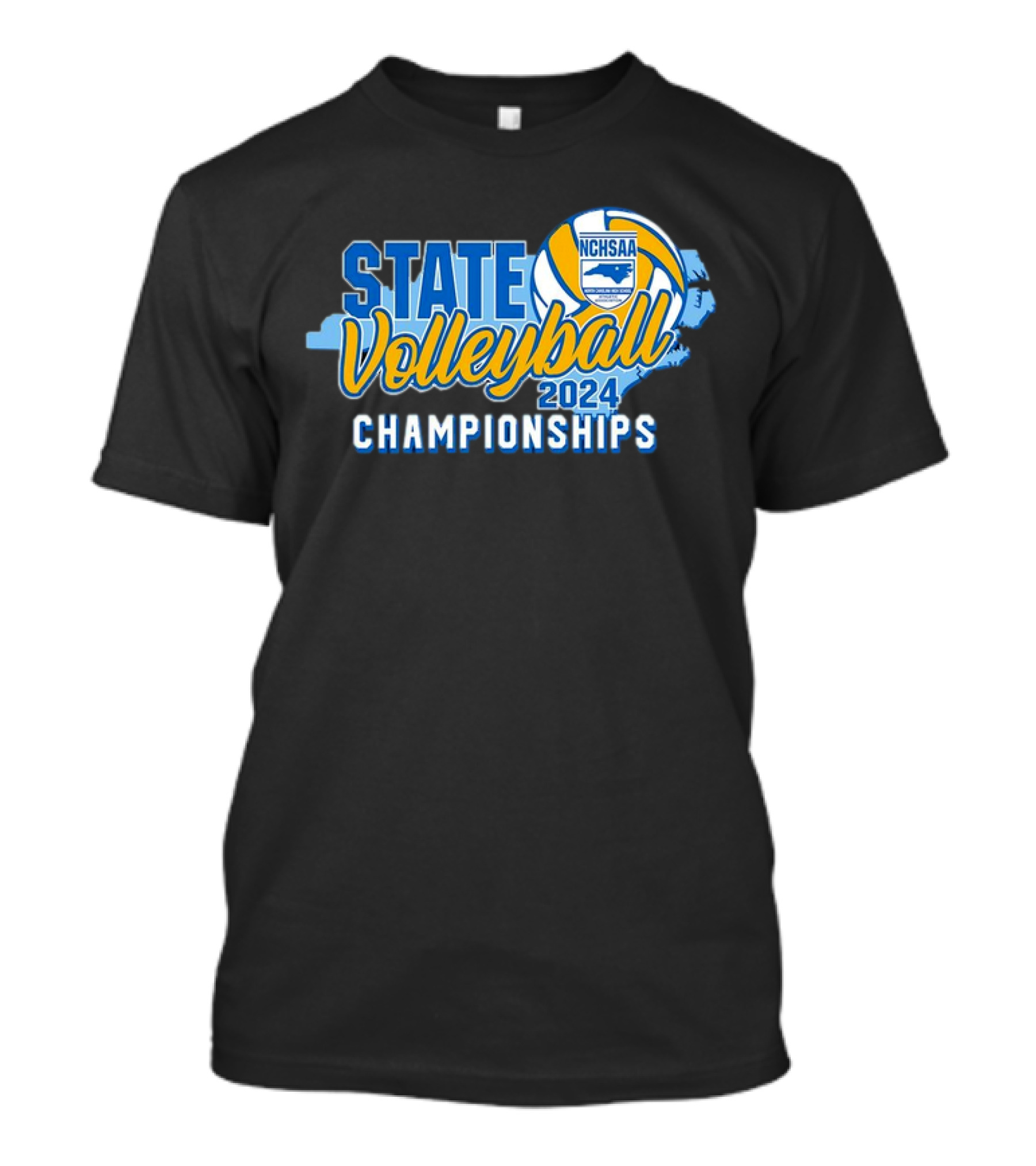 State Volleyball Championships 2024 NCHSAA North Carolina Map Logo Volleyball T-Shirt