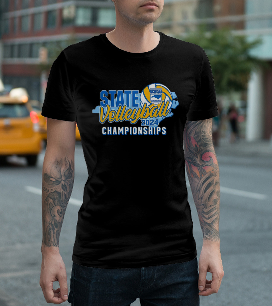 State Volleyball Championships 2024 NCHSAA North Carolina Map Logo Volleyball T-Shirt