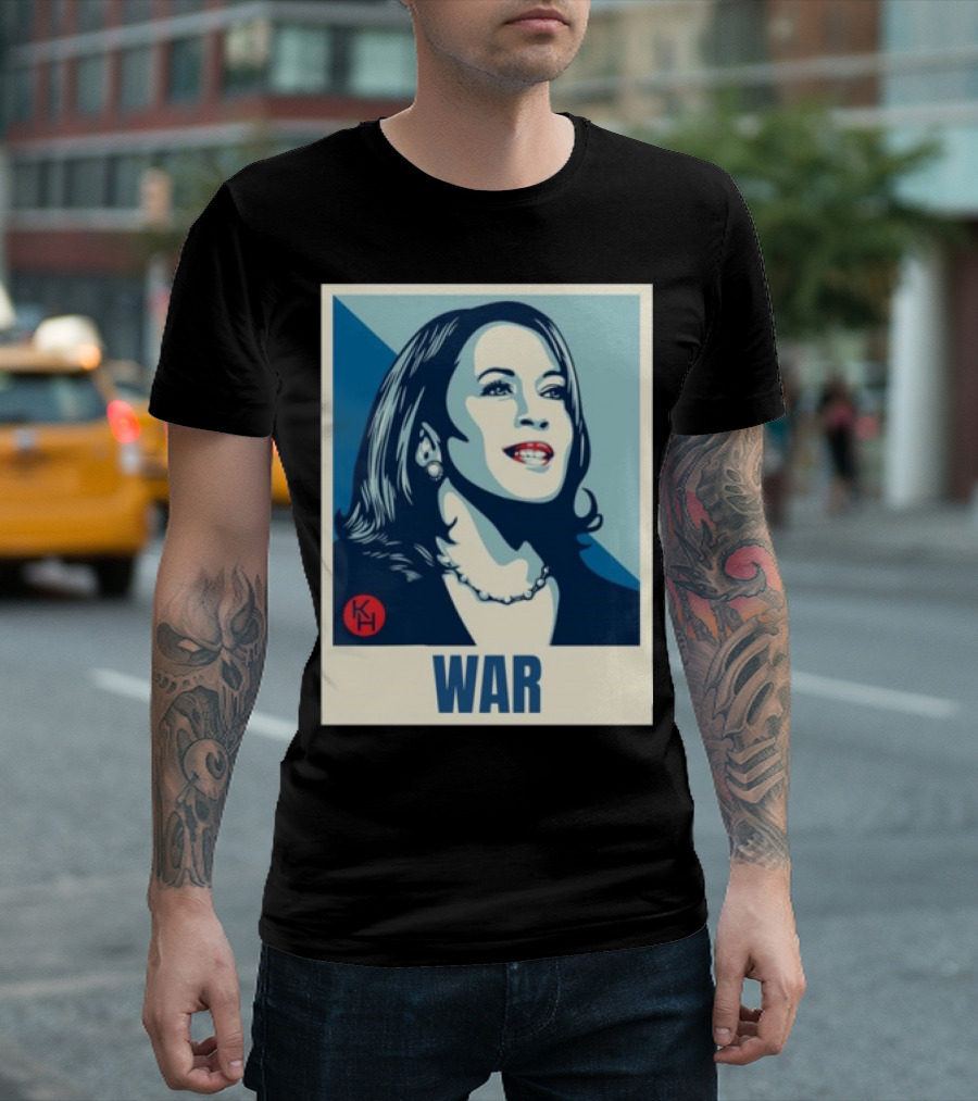 Viva Frei Kamala Harris War 2024 Portrait with KH T-Shirt