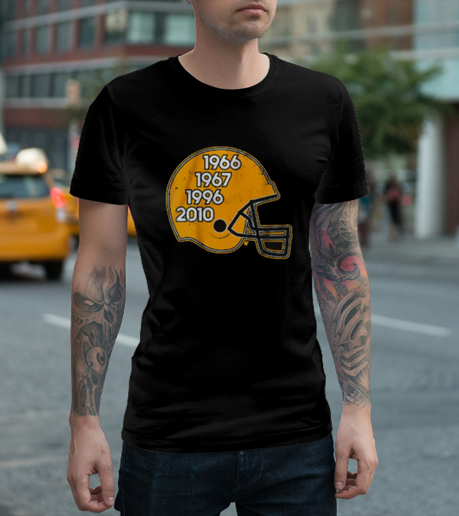 Green Bay Glory Years Helmet 1966 1967 1996 2010 Football T-Shirt