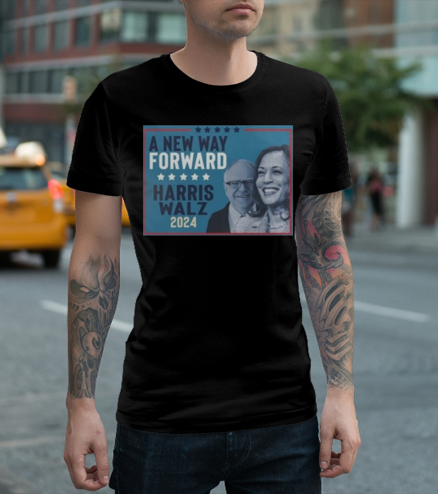 A New Way Forward Harris Walz 2024 Stars T-Shirt