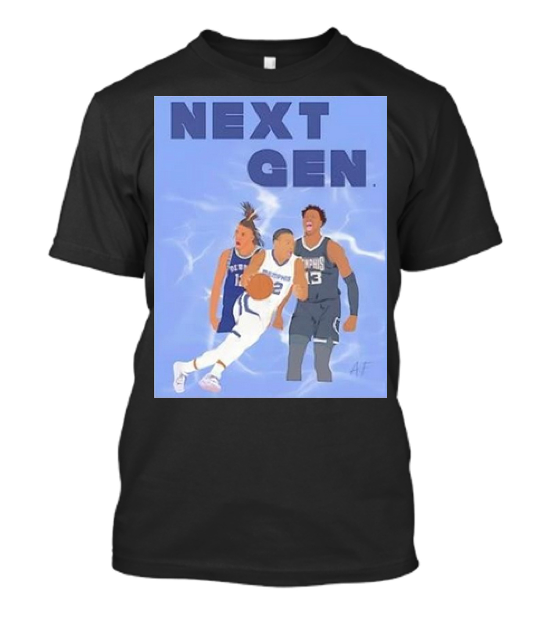 Next Gen Memphis Tigers Basketball Players Action Scene T-Shirt