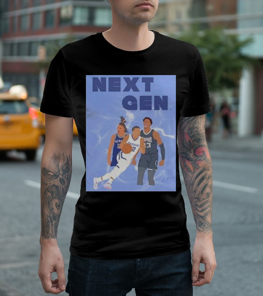 Next Gen Memphis Tigers Basketball Players Action Scene T-Shirt