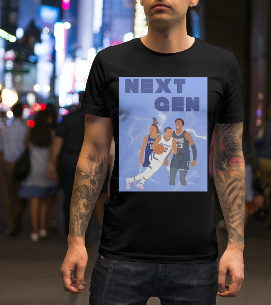 Next Gen Memphis Tigers Basketball Players Action Scene T-Shirt
