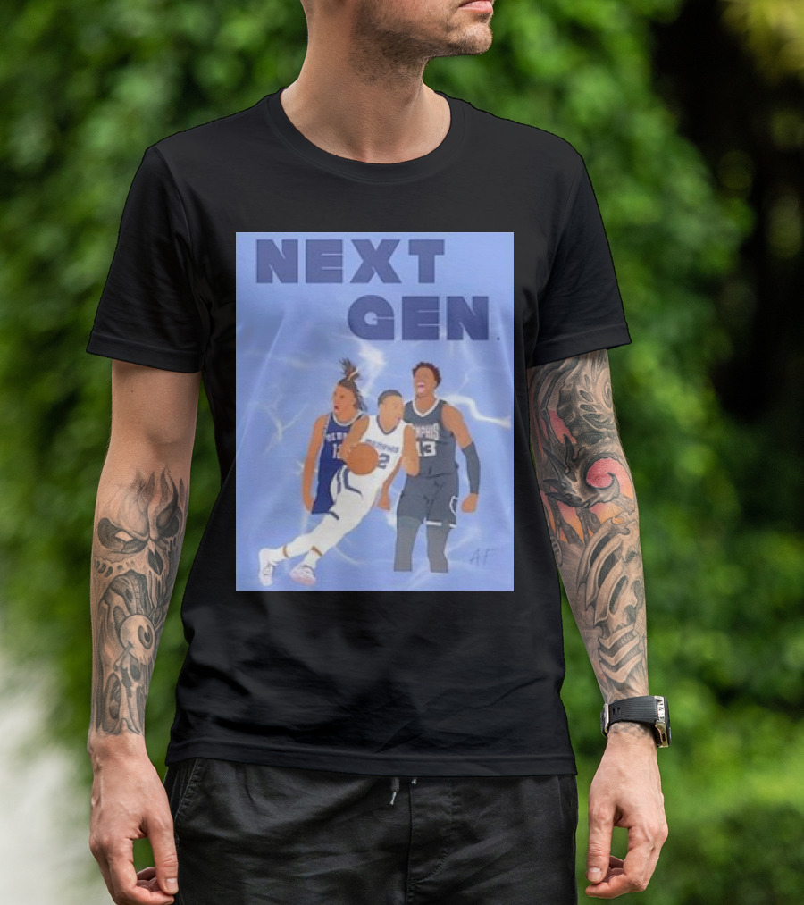 Next Gen Memphis Tigers Basketball Players Action Scene T-Shirt