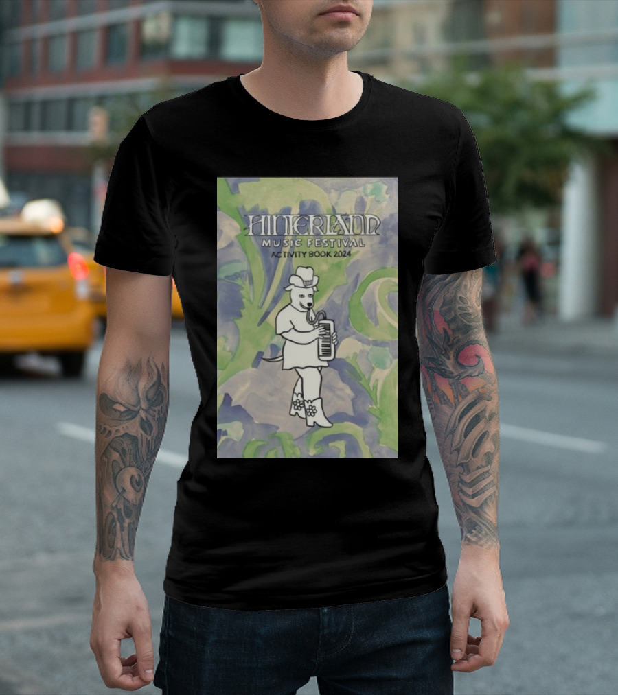 Hinterland Music Festival Activity Book 2024 Bear Playing Accordion T-Shirt
