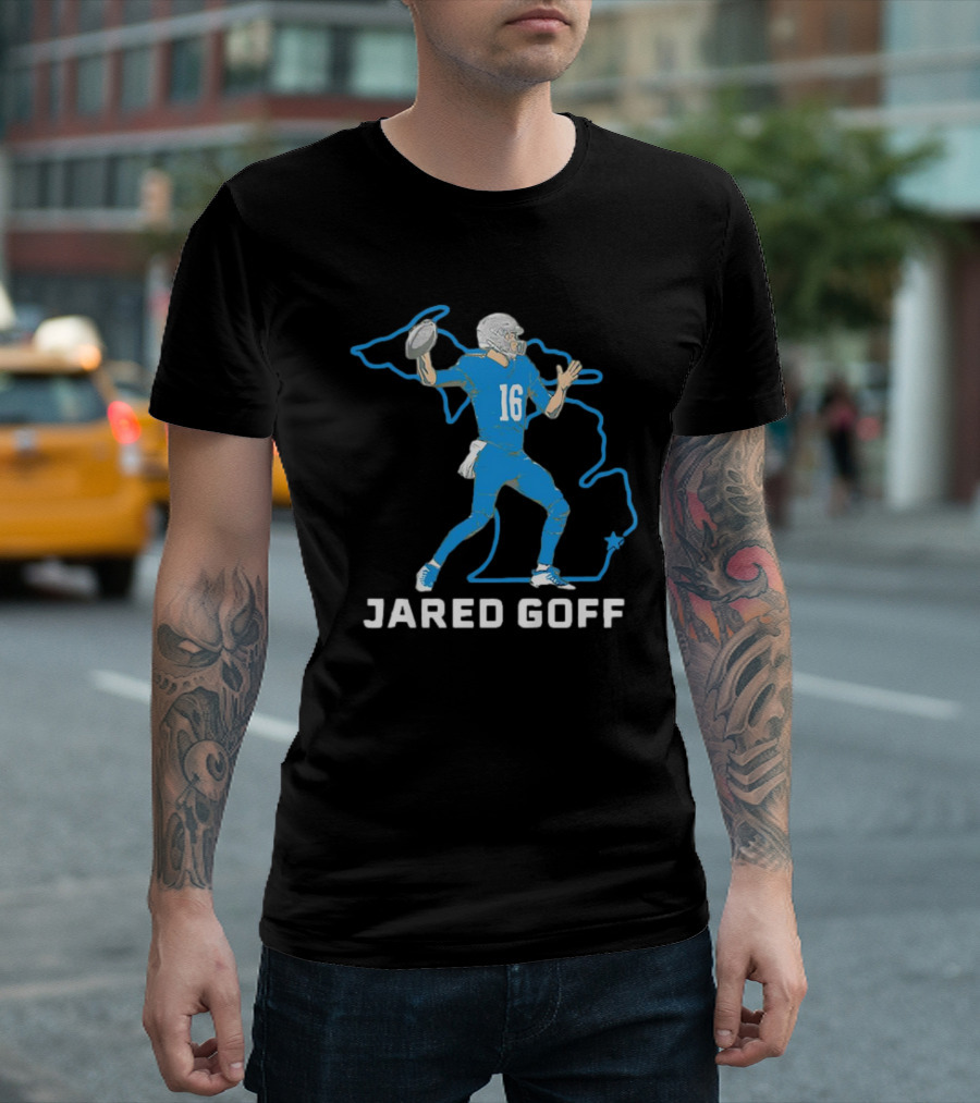 Jared Goff Detroit Football Star Quarterback Michigan Outline T-Shirt
