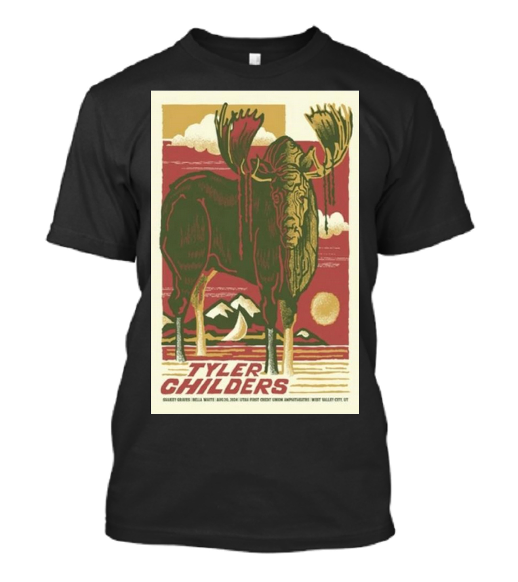 Tyler Childers USANA Amphitheatre August 20 2024 Moose And Mountain Art West Valley City T-Shirt