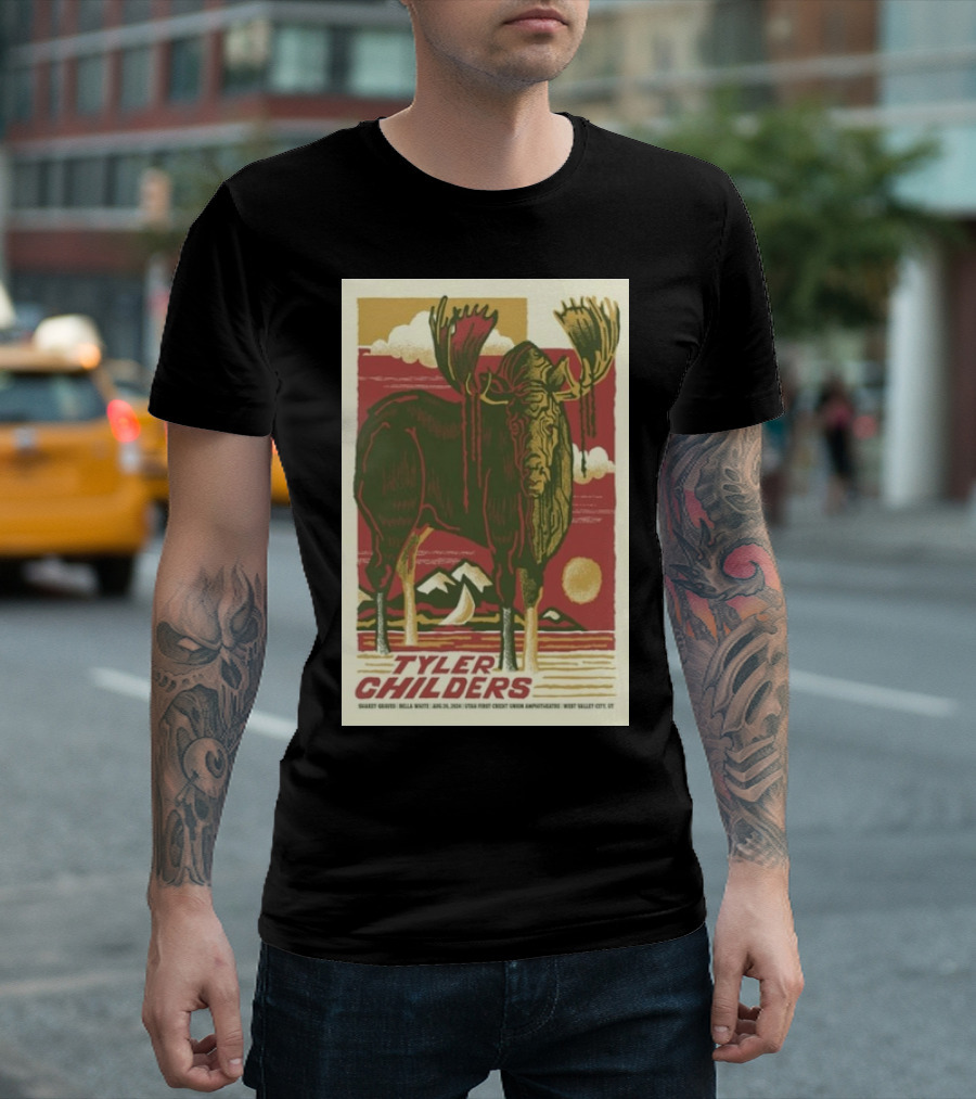 Tyler Childers USANA Amphitheatre August 20 2024 Moose And Mountain Art West Valley City T-Shirt