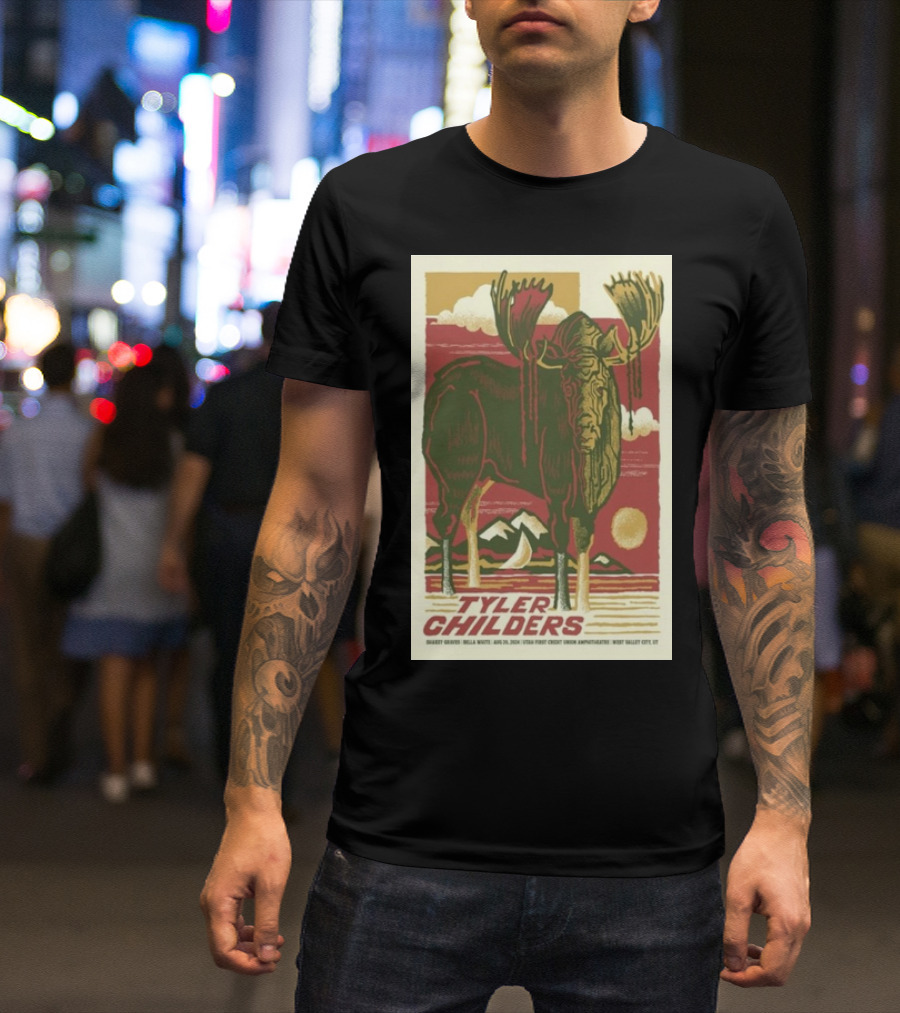 Tyler Childers USANA Amphitheatre August 20 2024 Moose And Mountain Art West Valley City T-Shirt